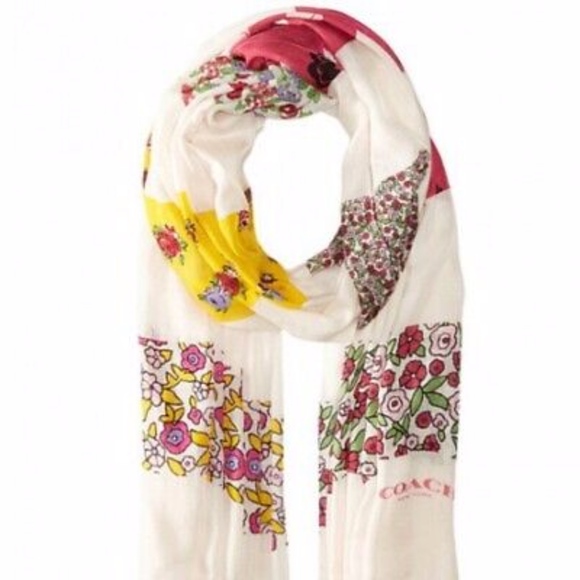 Coach Floral Patchwork Oblong Scarf - Picture 3 of 5